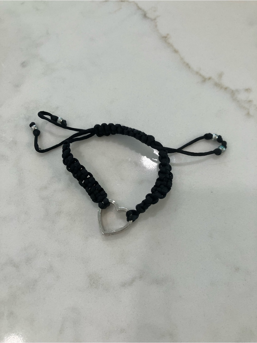 Juicy Couture Black Braided Cord Bracelet with Silver Plate heart